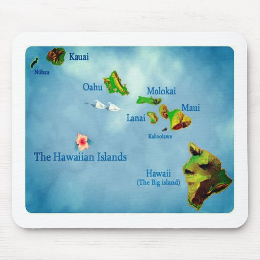 Tapis De Souris Carte de l'île de Blue Hawaii mousepad (Devant)