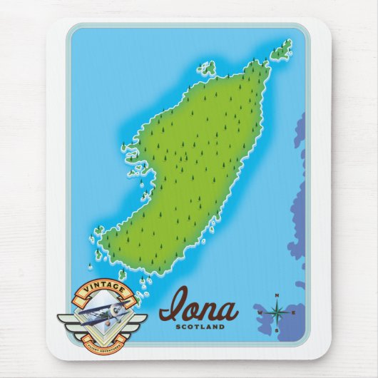 Tapis De Souris Carte de l'île d'Iona (Devant)