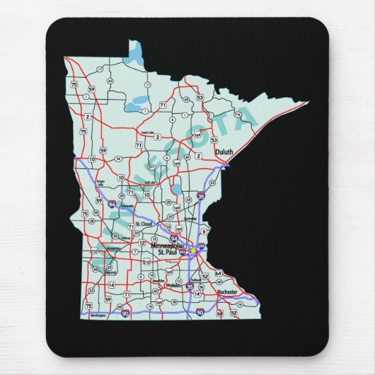 Tapis De Souris Carte de l'inter-état du Minnesota Mousepad (Devant)
