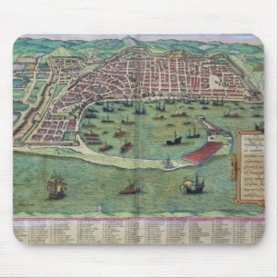 Tapis De Souris Carte de Messine, de "Civitates Orbis Terrarum"