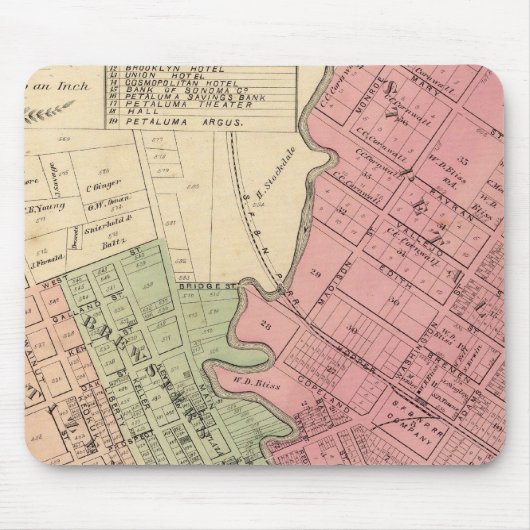 Tapis De Souris Carte de Petaluma City 1877 (Devant)