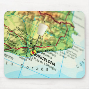Tapis De Souris Carte de Pin de ville de Barcelone