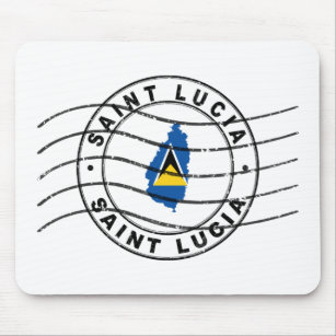 Tapis De Souris Carte de Sainte-Lucie, Timbre de passeport postal