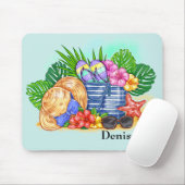 Tapis De Souris Carte de souris d'été de plage monogramme (Avec souris)