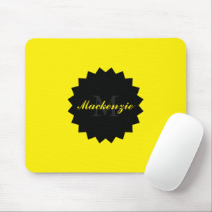 Tapis De Souris Carte de souris jaune personnalisée avec nom et in