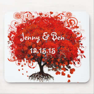 Tapis De Souris Carte de souris Mariage Arbre rouge