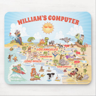Tapis De Souris Carte de souris personnalisable en Californie du S