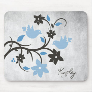Tapis De Souris Carte de souris personnalisée Lovebirds bleu
