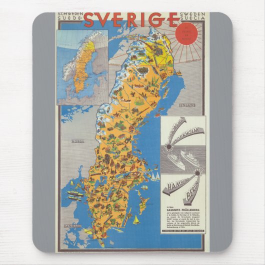 Tapis De Souris Carte de Suède (Devant)
