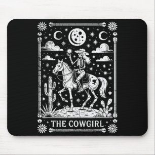 Tapis De Souris Carte de tarot de cowgirl squelette chevauchant un