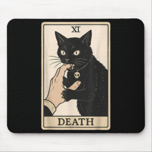 Tapis De Souris Carte de Tarot de la Mort Chat Noir Halloween Sorc