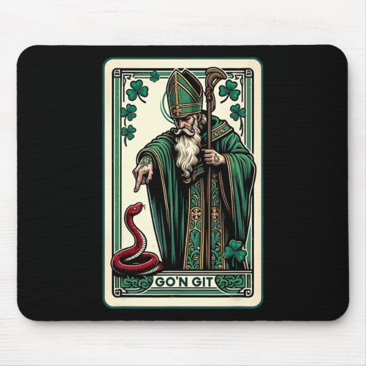 Tapis De Souris Carte de tarot drôle de la Saint-Patrick Go'n Git  (Devant)