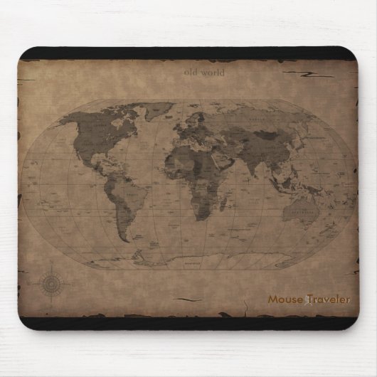 Tapis De Souris Carte de Vieux Monde Mousepad (Devant)