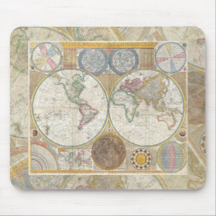 Tapis De Souris Carte de voyage antique vintage Géographie du mond