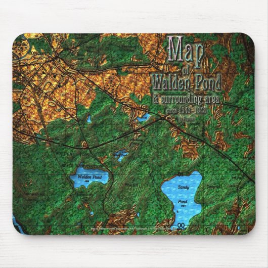 Tapis De Souris Carte de Walden Pond et des environs (Devant)