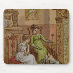 Tapis De Souris Carte dépeignant une scène de coin du feu