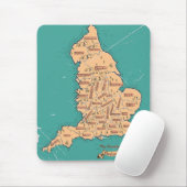 Tapis De Souris Carte des comtés vintage d'Angleterre (Avec souris)