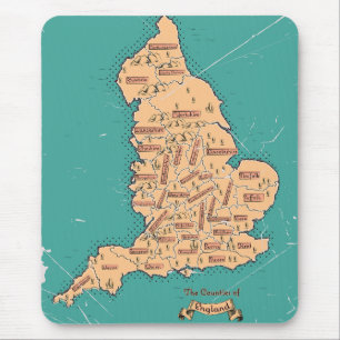 Tapis De Souris Carte des comtés vintage d'Angleterre