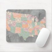 Tapis De Souris Carte des États de modèle floral (Avec souris)