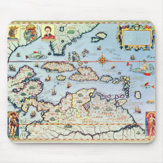 Tapis De Souris Carte des îles des Caraïbes (Devant)