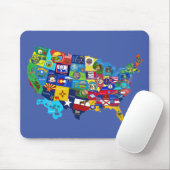 Tapis De Souris Carte des USA (Avec souris)