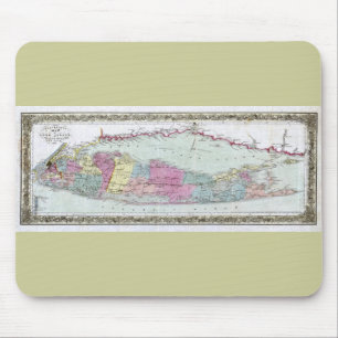 Tapis De Souris Carte des voyageurs de Long Island, 1855-1857