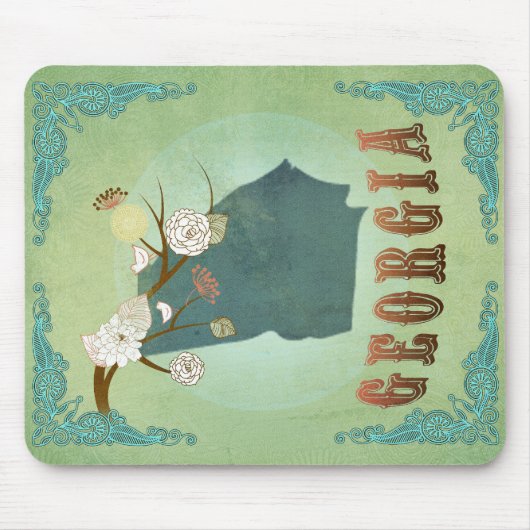 Tapis De Souris Carte d'état de la Géorgie - vert (Devant)