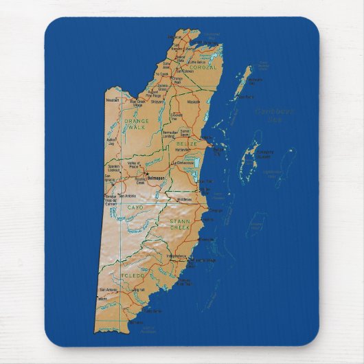 Tapis De Souris Carte du Belize Mousepad (Devant)