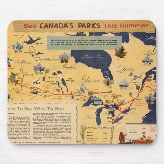 Tapis De Souris Carte du Canada - Les parcs du Canada (Devant)