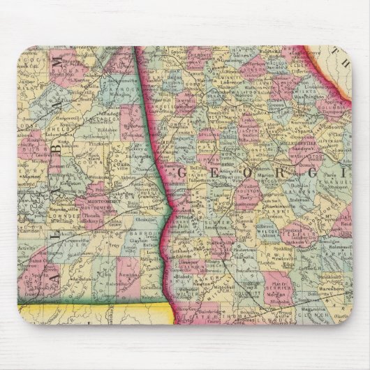 Tapis De Souris Carte Du Comté De Géorgie Et D'Alabama (Devant)