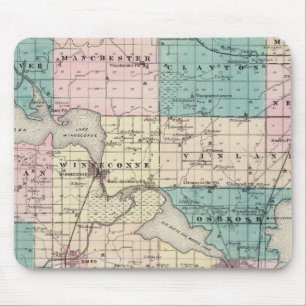 Tapis De Souris Carte du comté de Winnebago, État du Wisconsin