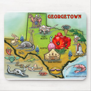Tapis De Souris Carte du dessin animé Georgetown Texas