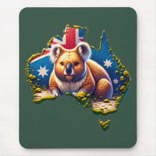 Tapis De Souris Carte du drapeau australien Koala Bear (Devant)