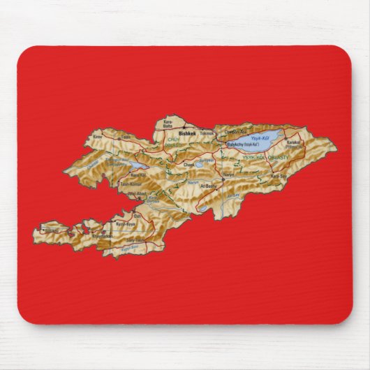 Tapis De Souris Carte du Kirghizistan Mousepad (Devant)