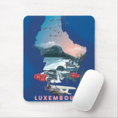Tapis De Souris Carte du Luxembourg illustré affiche de voyage. (Avec souris)