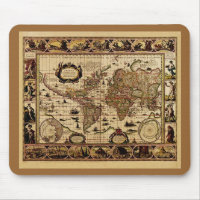Carte du monde 1635 par Willem Blaeu Mousepad