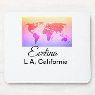 Tapis De Souris Carte du monde ajouter nom texte lieu pays ville t