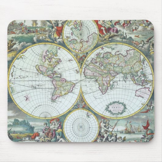 Tapis De Souris Carte du monde antique du 17ème siècle, Frederick  (Devant)