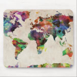 Tapis De Souris Carte du monde Aquarelle urbaine<br><div class="desc">Une carte du monde, créée à partir de la peinture aquarelle et de la manipulation numérique. Les cartes sont présentées sous de nombreuses formes et formes. Bien que les cartes actuelles de style atlas soient très fonctionnelles, elles ont perdu une partie de la créativité et de la flambée artistique que...</div>