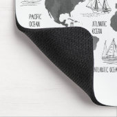 Tapis De Souris Carte du monde Art noir blanc Nautique (Coin)