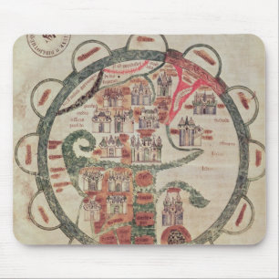 Tapis De Souris Carte du monde avec Jérusalem au centre