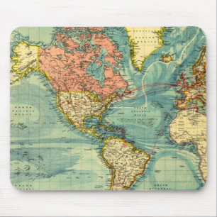 Tapis De Souris Carte du monde avec les États-Unis