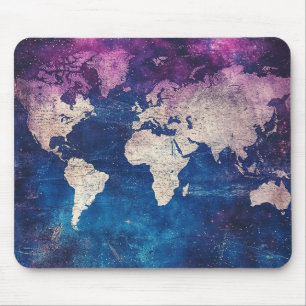 Tapis De Souris Carte du monde céleste violette de la Renaissance