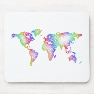 Tapis De Souris Carte du monde d'arc-en-ciel