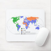 Tapis De Souris Carte du monde de pal NTSC SECAM TV (Avec souris)