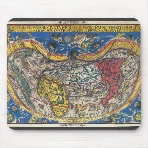 Tapis De Souris Carte du monde en forme de coeur antique par Peter