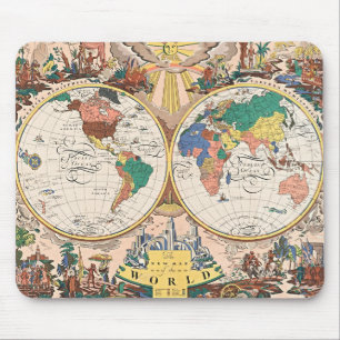 Tapis de souris carte du monde vintage – Bureau d'