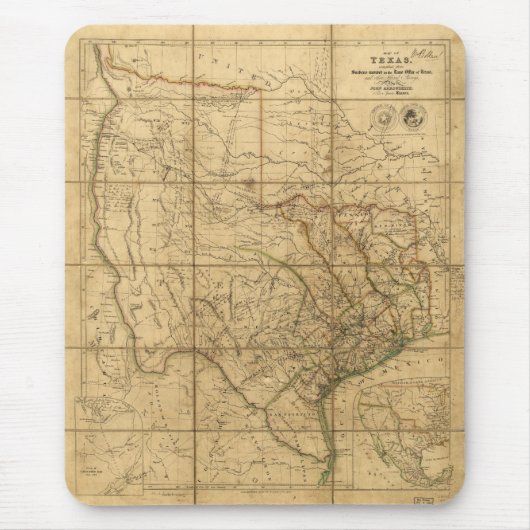 Tapis De Souris Carte du Texas par John Arrowsmith (1841) (Devant)