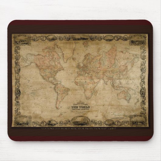Tapis De Souris Carte du vieux monde COLTONS c1847 (Devant)