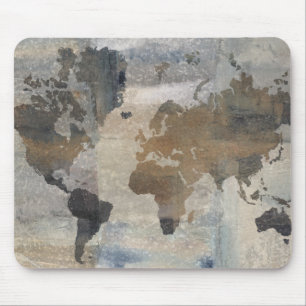 Tapis De Souris Carte en pierre grise du monde